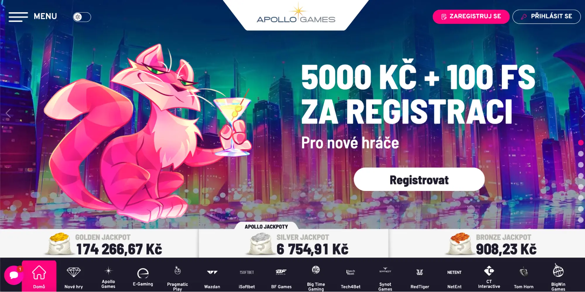 Apollo Games – získat 5000 Kč a 100 free spinů za registraci Apollo Games online casino – bonus 5000 Kč a 100 volných zatočení pro nové hráče